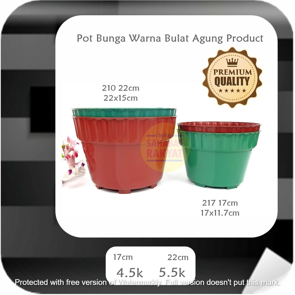 RML764X CMR-Pot Bunga No.210 Warna Bulat Agung Product 22 cm
