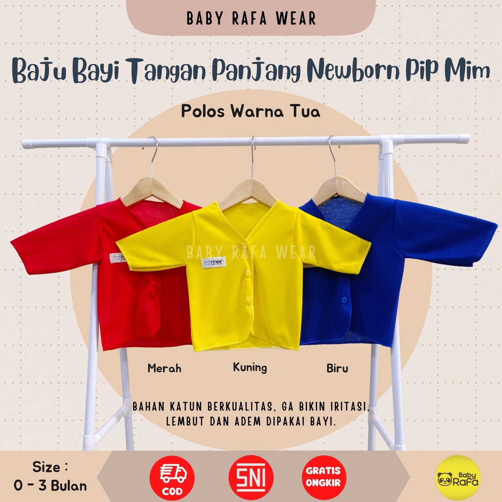 Baju Bayi Tangan Panjang Newborn merk SNI PIP MIM - POLOS WARNA TUA