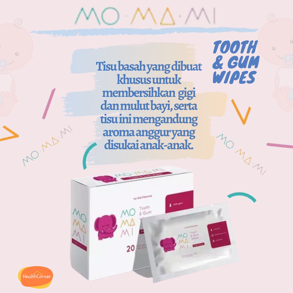 MOMAMI Tooth &amp; Gum Wipes 20sheet - Tisu Oral Cleaner Tissue Basah