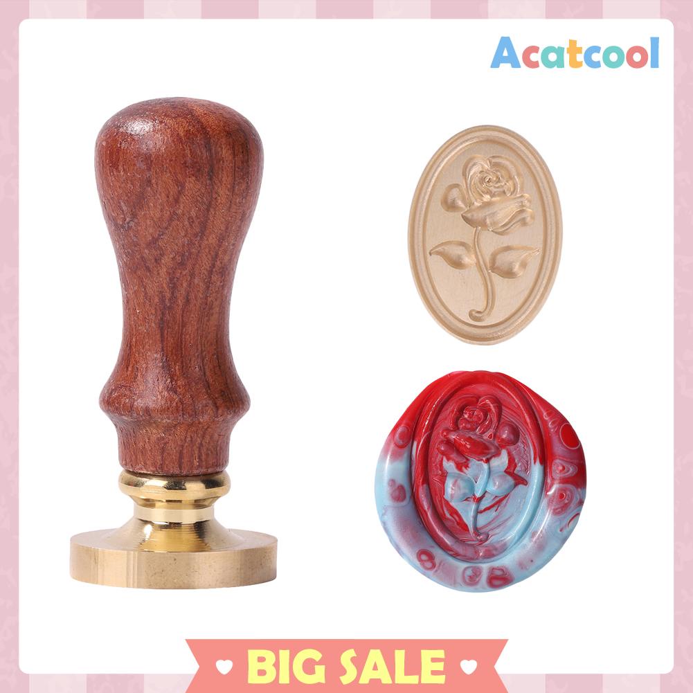 Stempel Segel Lilin Bentuk Oval Motif Bunga Mawar Retro Bahan Metal Untuk Dekorasi