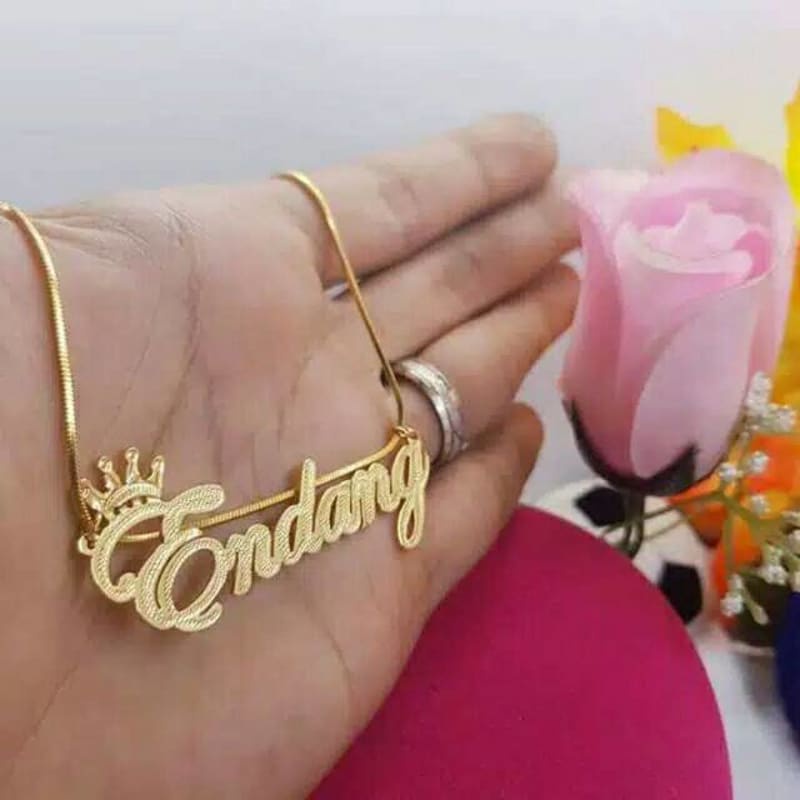 Kalung nama / lapis emas / anti karat / aksesoris / kalung ukir nama lapis emas / Tempah nama / cust