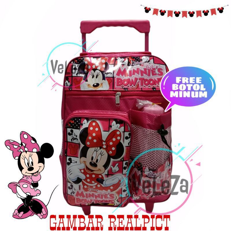 TAS RANSEL TROLI ANAK LOL HELLO KITTY FROZEN MINNIE MOUSE GRATIS BOTOL MINUM - TAS TROLI - TAS ANAK