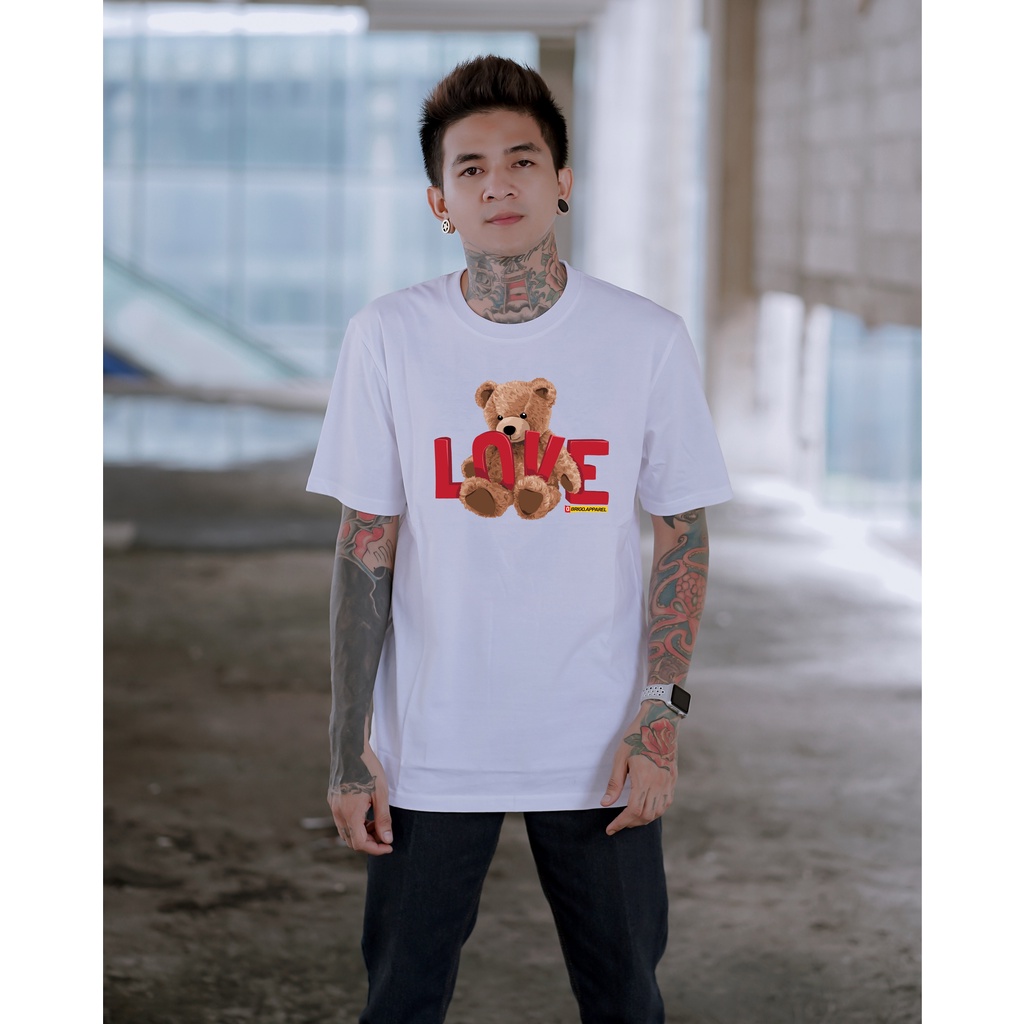 BRIGO Kaos Lengan Pendek Bear Love || Kaos Katun Combed M-XL || Kaos Distro BRIGO Beruang Love