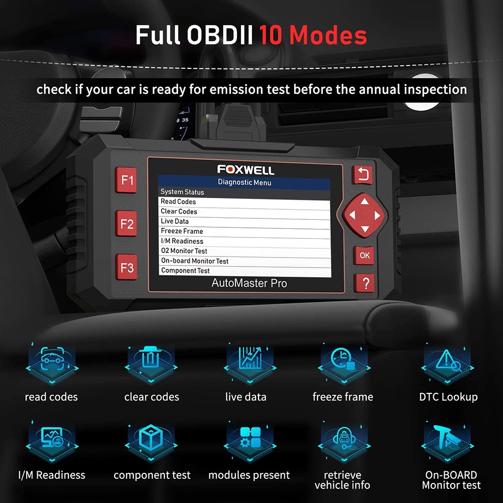 FOXWELL NT604 Elite Obd2 Scanner Odb2 Car Diagnostic Tool OBDII Car Scanner Obd Car Diagnostic Scanner For Engine/ABS/Airbag/Transmission Systems Diagnostics