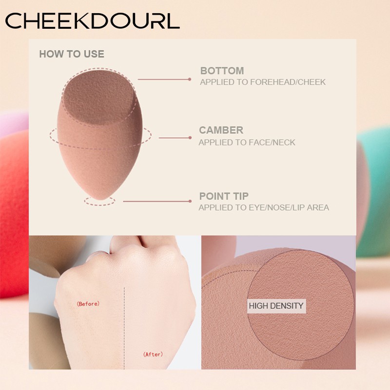 CHEEKDOURL Infallible Beauty Blender Makeup Sponge Kosmetik 1PCS-Flat Edge Matcha/Blue/Flesh-Colored