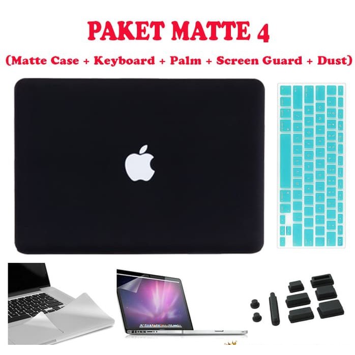 Paket Case Macbook MATTE + Palm + Screen Guard + Keyboard + Dust Plug