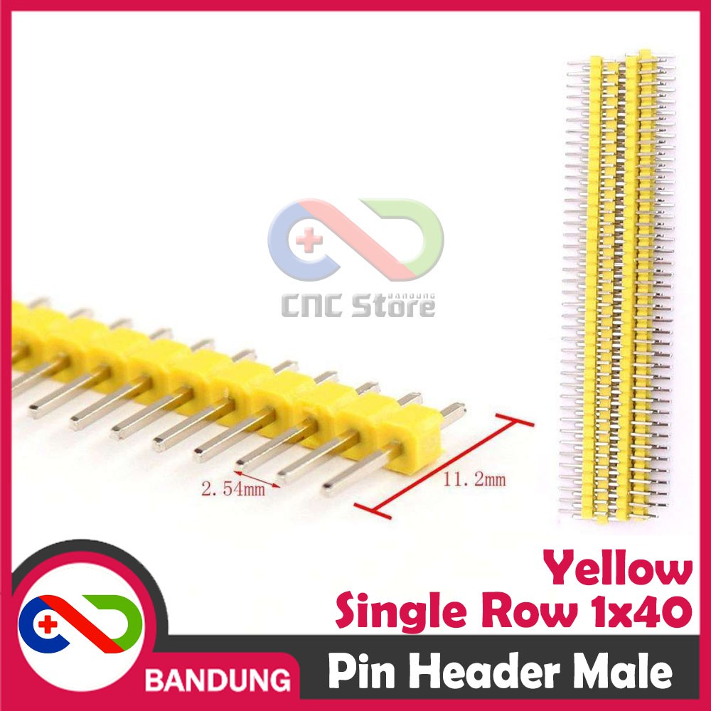 PIN HEADER MALE STRIP SINGLE ROW 1X40 2.54MM YELLOW KUNING