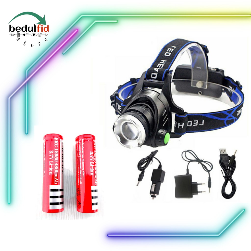 SENTER KEPALA / HEADLAMP LED CREE XML T6 + CHARGER - TaffLED