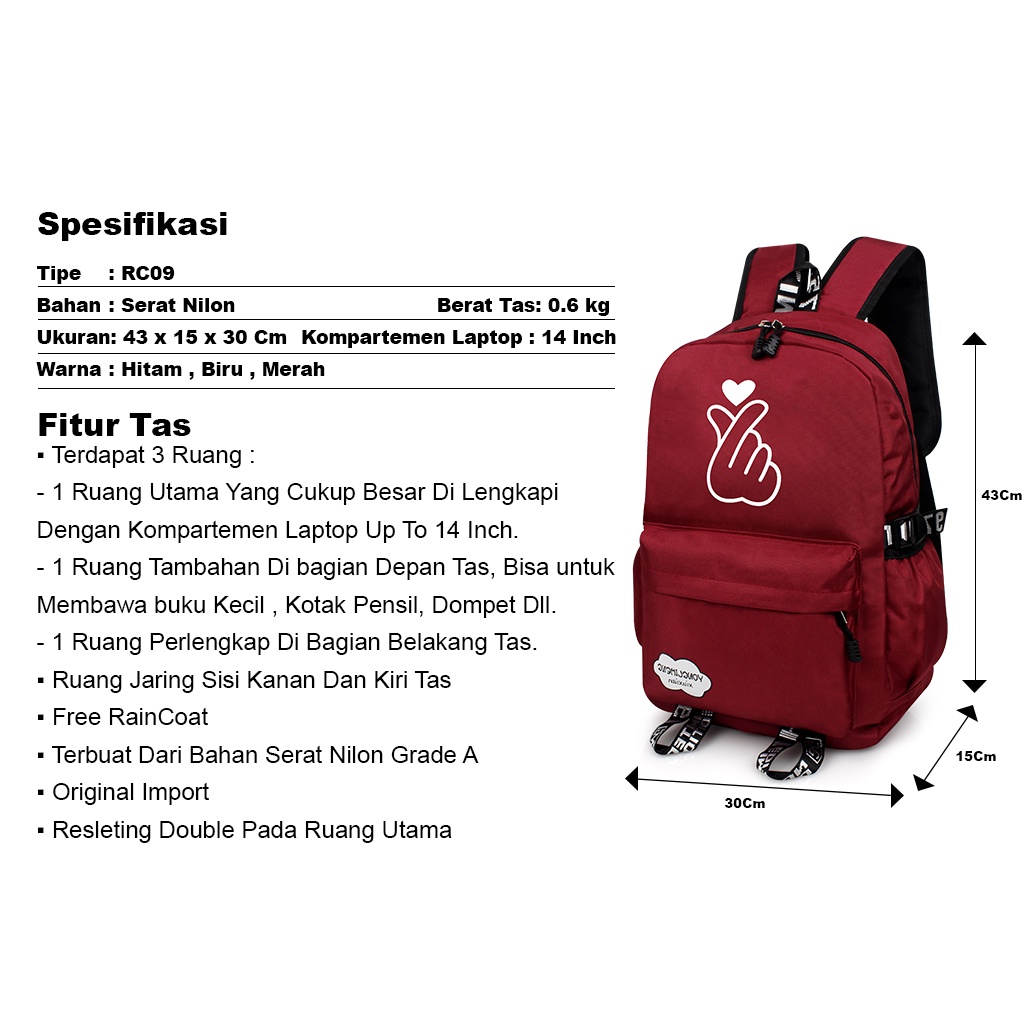 Tas Ransel Sekolah Anak Perempuan Tas Laptop 14 inch Import - Distributor Tas