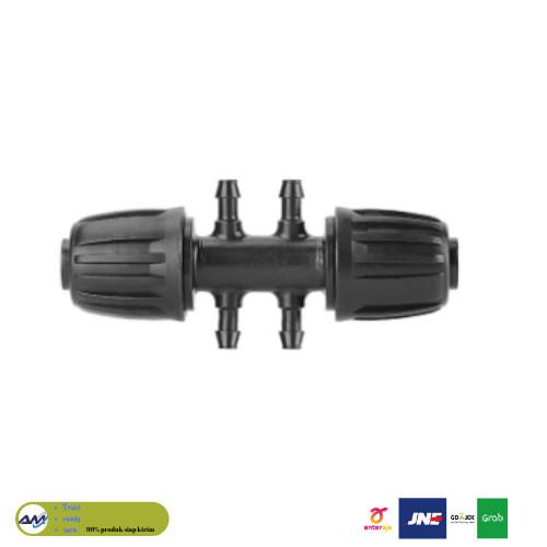 Tee Selang PE 16 mm ke 4/7 Lock Type konektor irigasi hidroponik 19AL Best Seller