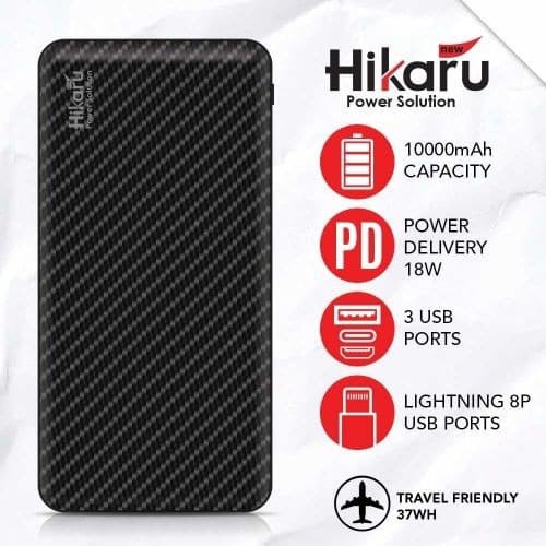 POWERBANK HIKARU PRO EDITION PD18 PORTABLE 10000MAH QUALCOMM 3.0