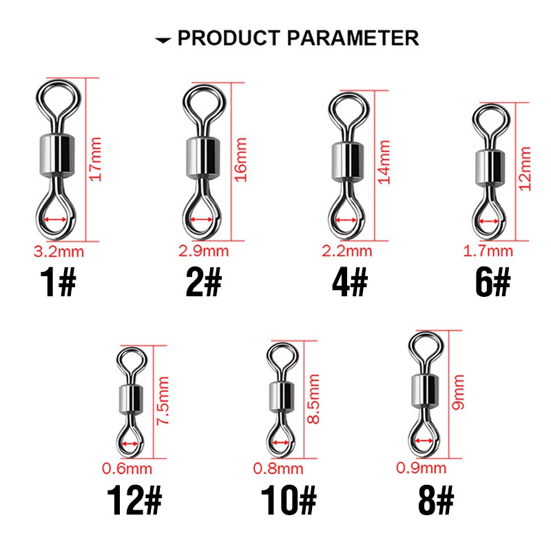 100Pcs Kili-kili Pancing Barrel Swivel