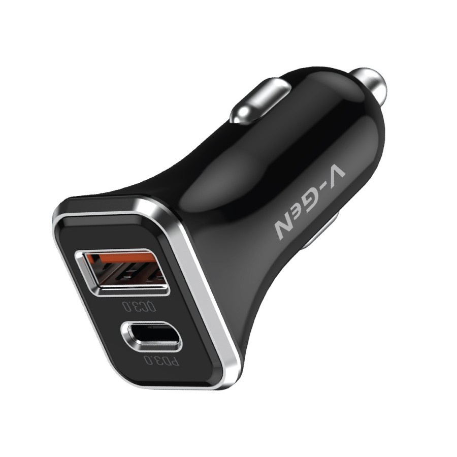 Car Charger V-GeN VCC2-22 Dual Fast Charging QC 3.0 PD 20W USB Type C ORIGINAL