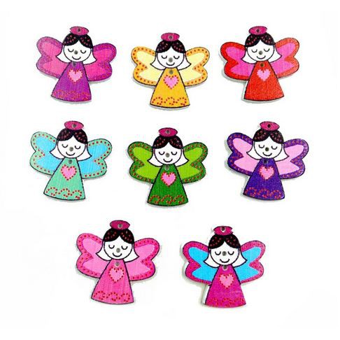 Kancing Kayu Dua Lubang - Funny Angel Style (10pcs)