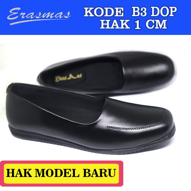 Sepatu Hamil Flat Shoes Hitam B3 ERASMAS HAK 1 cm PDH Persit Bhayangkari PNS Dishub Formal