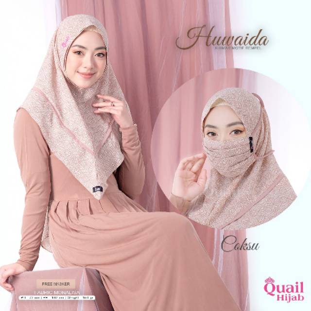 Huwaida Khimar cantik  motif bahan monalisa by Quail hijab