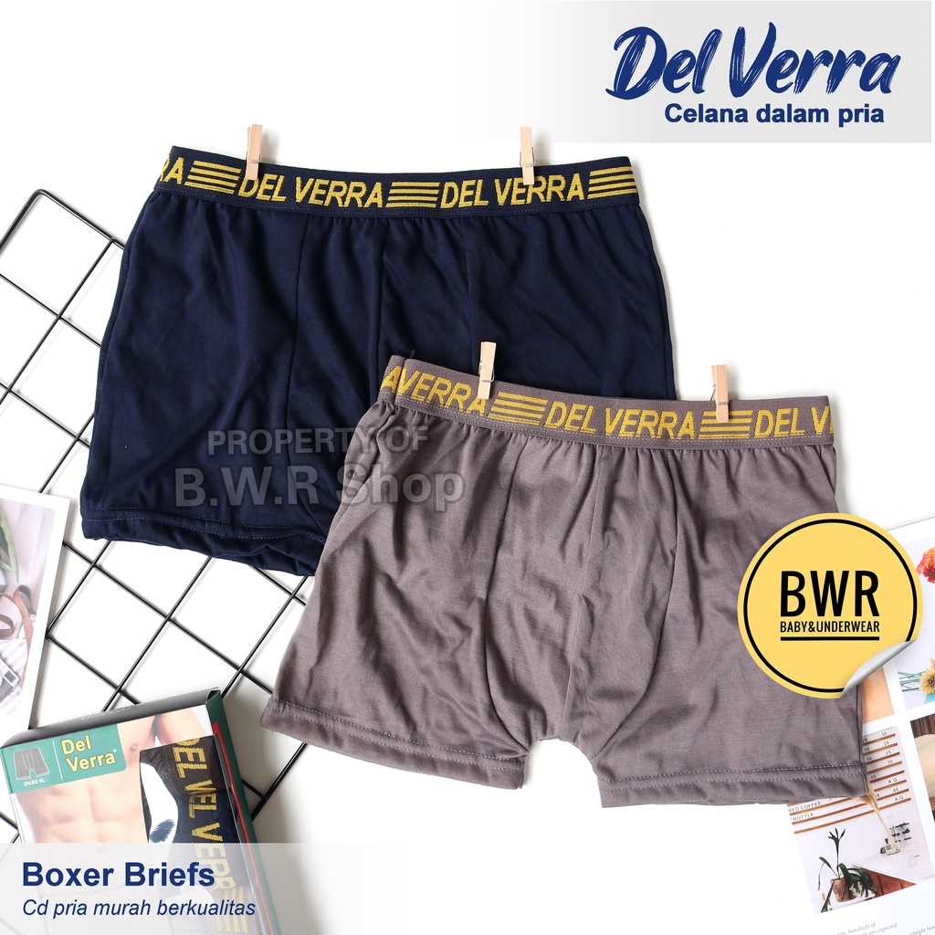 [ 3pc ] BOXER DEL VERRA Polos KOTAK / Celana Dalam CD Pria Murah Berkualitas Sempak | Bwr