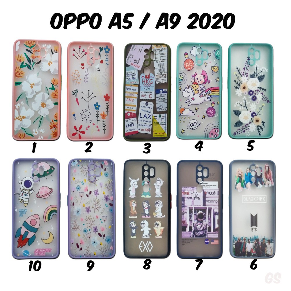 Protector Lens Casing OPPO A5 2020 A9 2020  Summer Flowers Hybrid Gambar Pelindung Lensa KPOP Korea