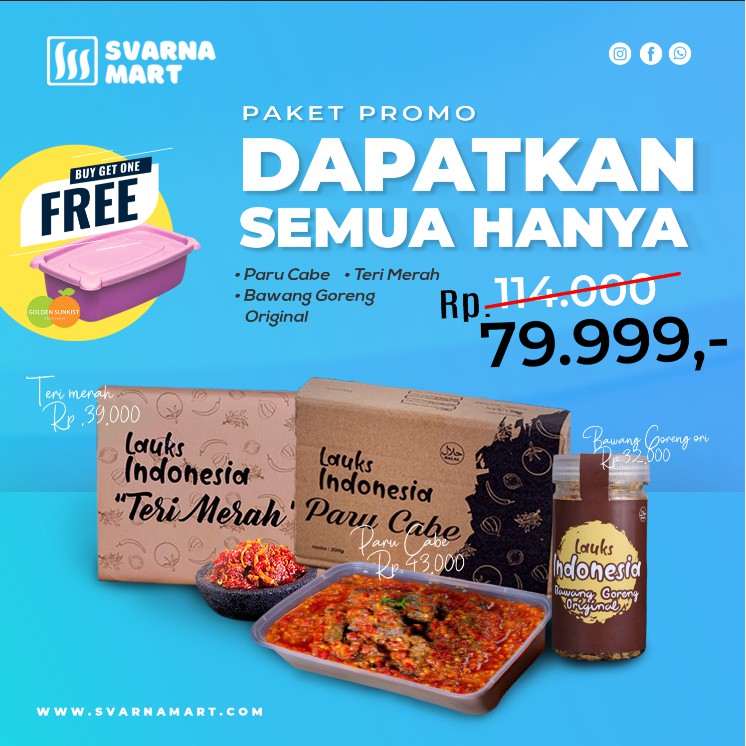 [BUNDLE] Paket Hemat Paru Cabe Teri Merah Bawang Goreng Premium Free Kotak Makan
