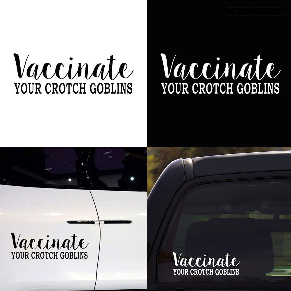 Sticker Decal Reflektor Dekorasi Mobil Gambar Lucu Tulisan Vaccinate Your Crotch