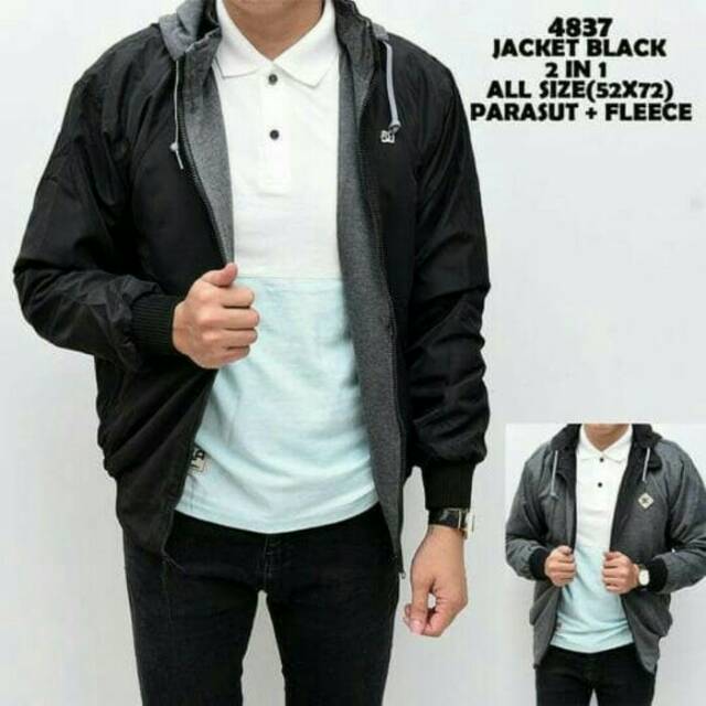 Jaket Bomber 2 In 1 / Jaket Pria Parasut / Jaket Bolak Balik / Sweater