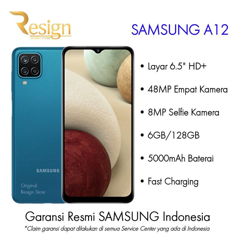 Jual HP SAMSUNG GALAXY A12 6GB/128GB (EMPAT KAMERA, BATERAI 5000MAH