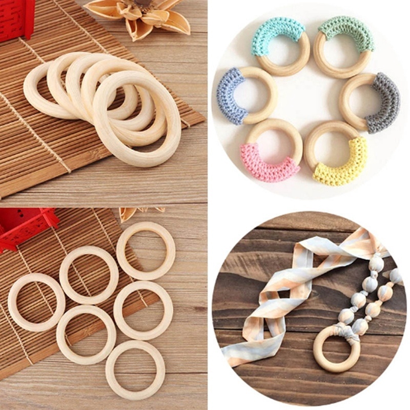 5pcs Mainan Gelang Teether Ring Kayu Alami Craft Diy Untuk 5pcs Mainan Gelang Teether Ring Kayu Alami Craft Diy Untuk