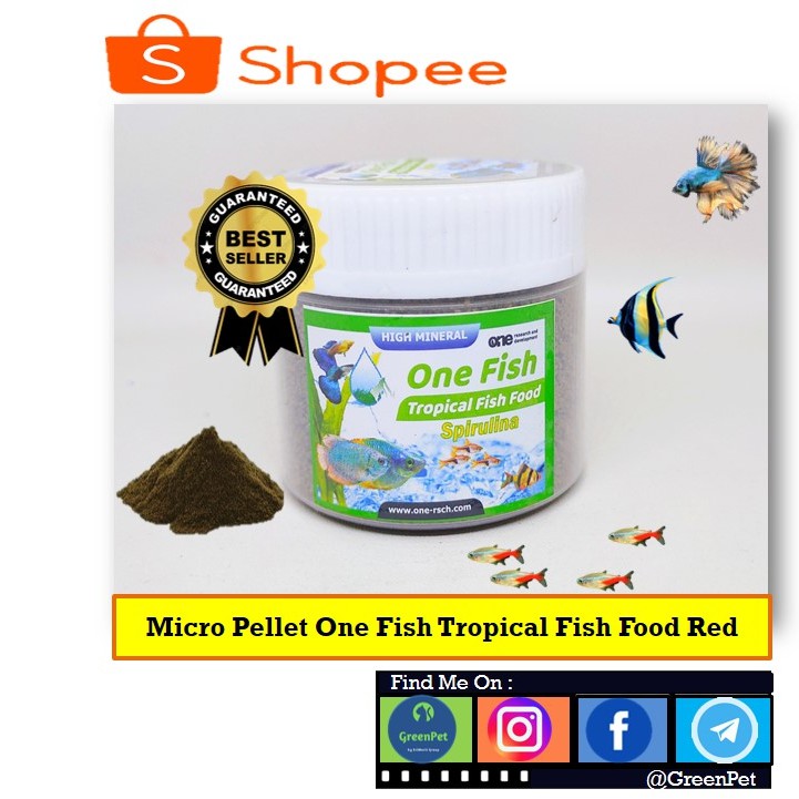Tridarma - ONE FISH Tropical Spirulina Makanan Pakan Pelet Ikan Cupang Guppy Hias Kecil