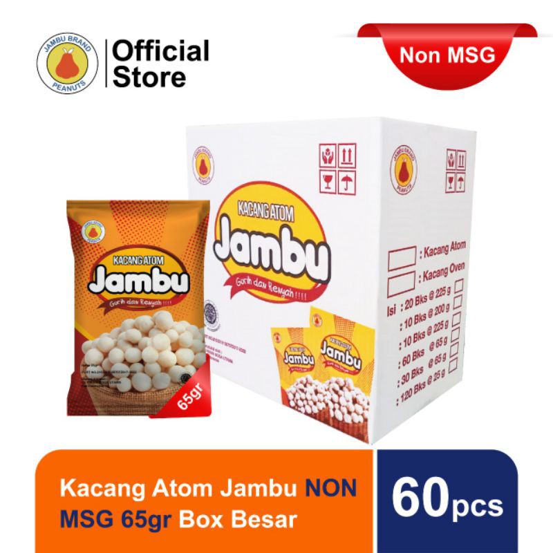 

Kacang Atom Jambu 65 gr Non MSG Box Besar