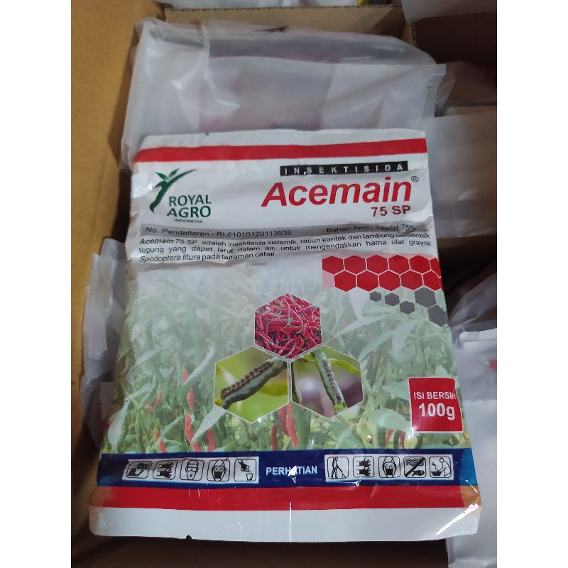 Insektisida Acemain 75 SP Asefat dari PT. Royal Agro Indonesia kemasan 100 gram
