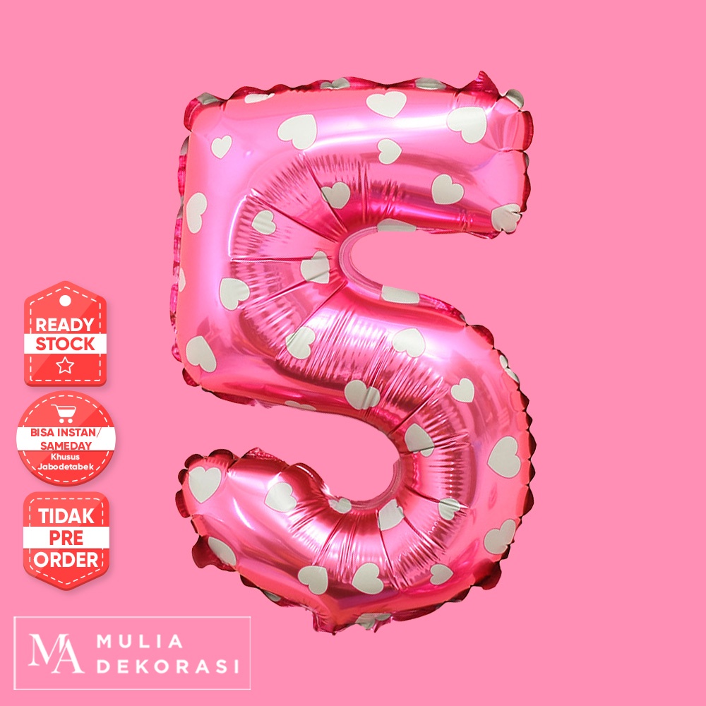 Balon Foil Huruf Pink Love Biru Bintang Alphabet Abjad Huruf Angka Lengkap A-Z Perhuruf Balon Foil