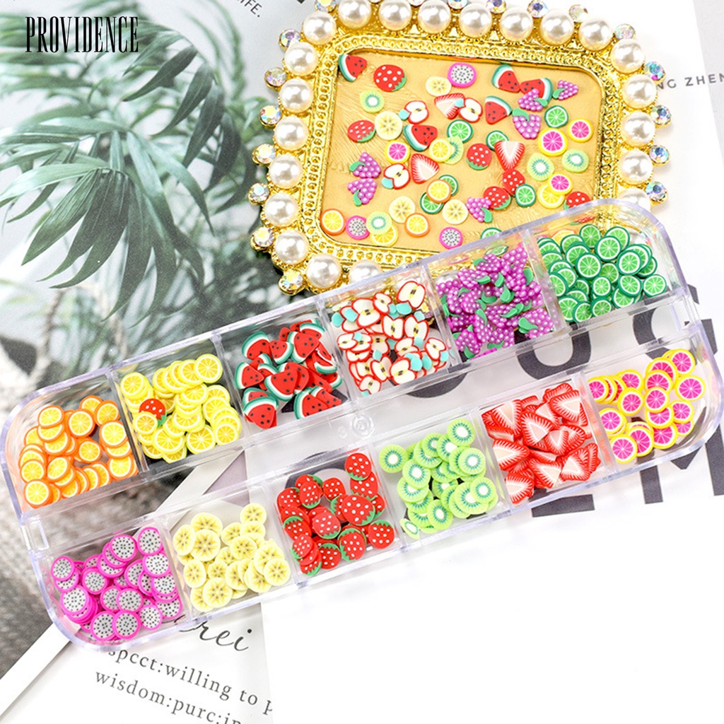 Providence 1 Kotak Charms Dekorasi Nail Art / Manicure DIY Bentuk Buah 3D Multi Warna Bahan PVC Anti Air