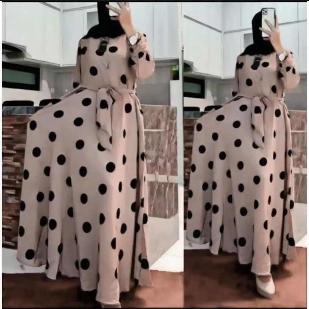 LANGSUNG KIRIM POLKA SUPER Jumbo LD=140 [5-XXXL125-145KG] - GAMIS MONALISA POLKA MAYUNG/GAMIS SAKU /TALI PINGGANG