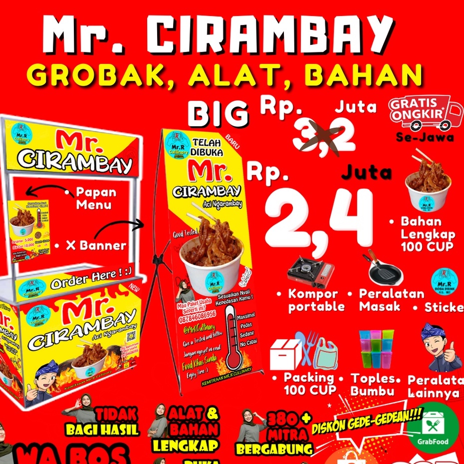 

Mr.CIRAMBAY NEW|| MR.R CULLINARY (FRANCHAISE,PAKET USAHA,KEMITRAAN) GROBAK/BOOTH PORTABLE,ALAT LENGKAP, DAN BAHAN BAKU UTAMA