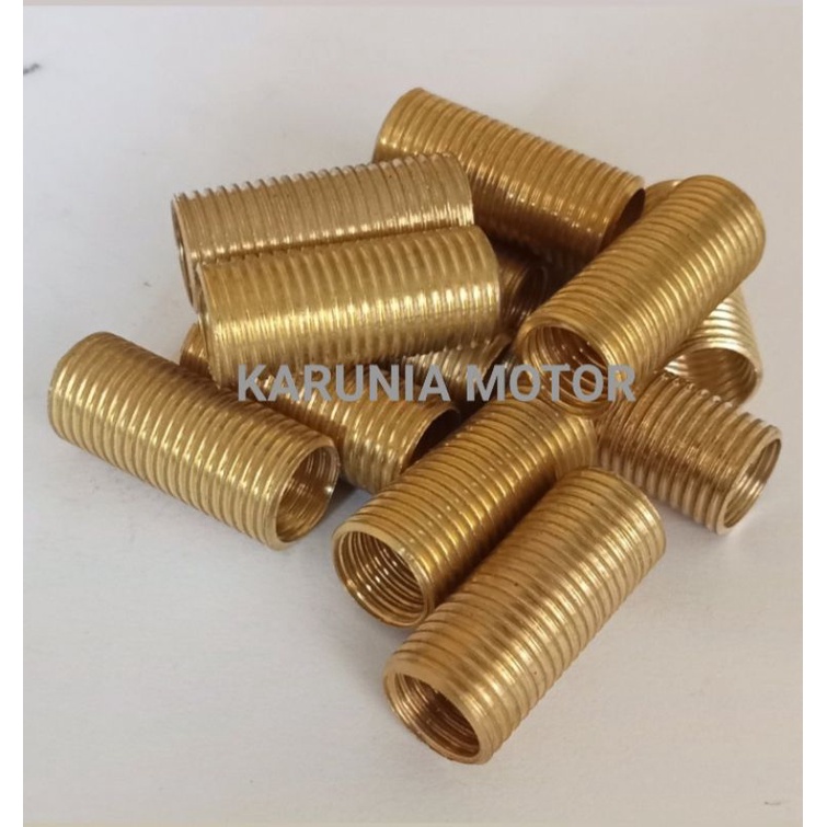 Shock drat Sok drat Kuningan M10 × M12 ( Dalam drat lubang baut 14 × Luar drat baut 17 )