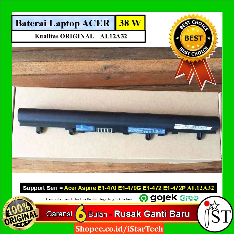Baterai Laptop Acer Aspire V5 V5-571 V5-571G V5-571P AL12A32 - Hitam