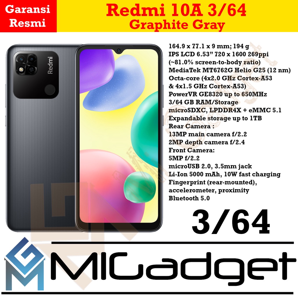 Redmi 10A 10 A 3/64 Garansi Resmi