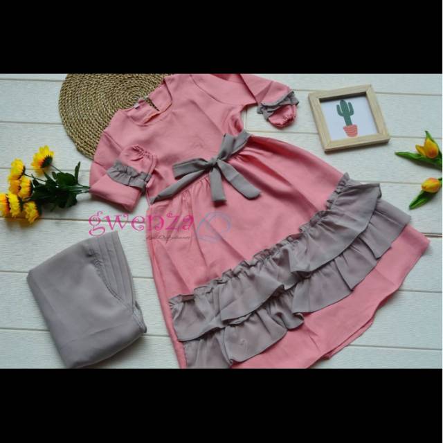 Gamis anak syari gwenza sizeb1_10 thun set hijab