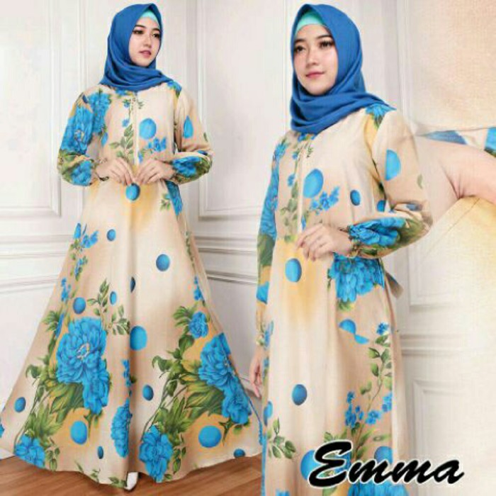 Termurah   Maxi Emma Coklat Baju Muslim Wanita Kekinian Gamis Modern Murah