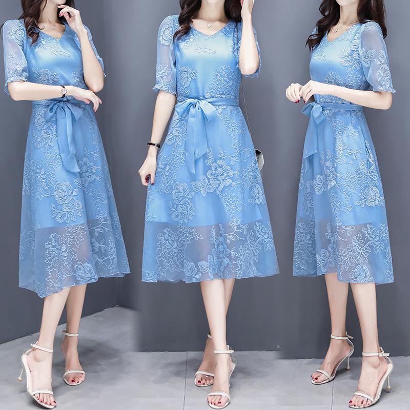  Long  Dress  Motif Bordir Bahan  Sifon Untuk  Wanita Shopee 