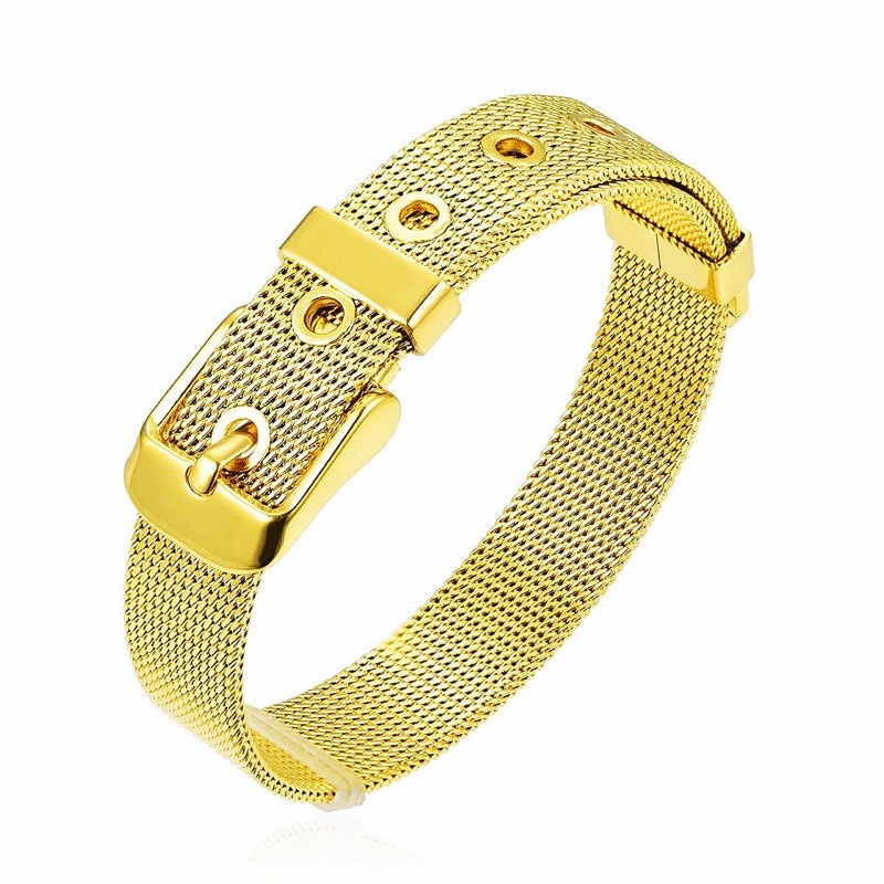 ✅COD Titanium gelang wanita haute couture emas renda rantai gelang trendi pasir dekorasi stainless steel gelang LV Q23-Gelang Gold
