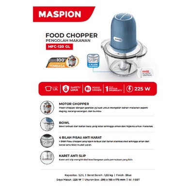 Maspion MFC-120 GL Food Chopper 1.2 Liter