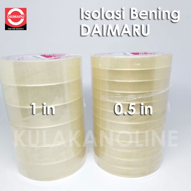 

Isolasi Bening / Lakban Industri Daimaru Ukuran : 0.5 inc / 1 inc x 72 yard (1 slop 6 roll)