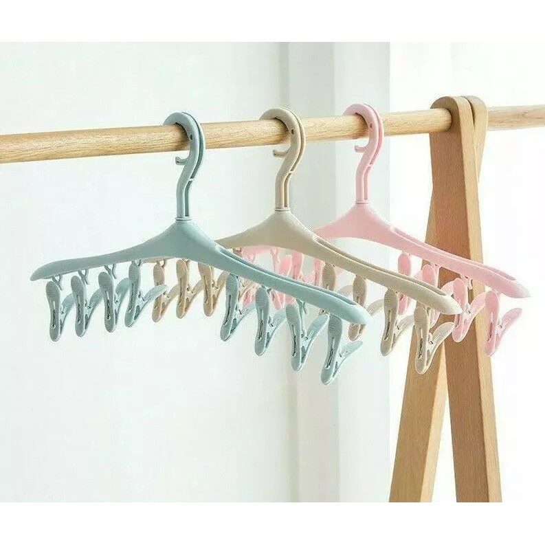 Hanger Baju 8 Klip Rotating 360 / Hanger Kaus Kaki Syal / Gantungan Serbaguna 8 Jepitan