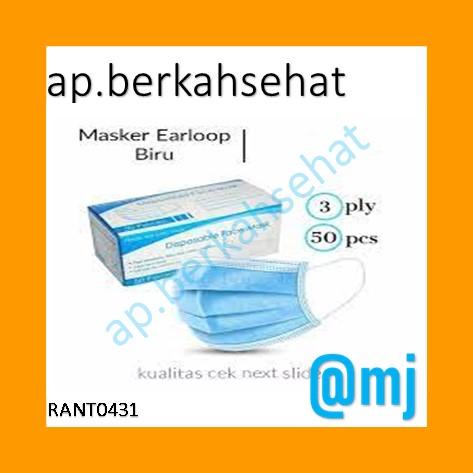 MASKER EARLOOP BIRU ISI 50 PCS PER BOX