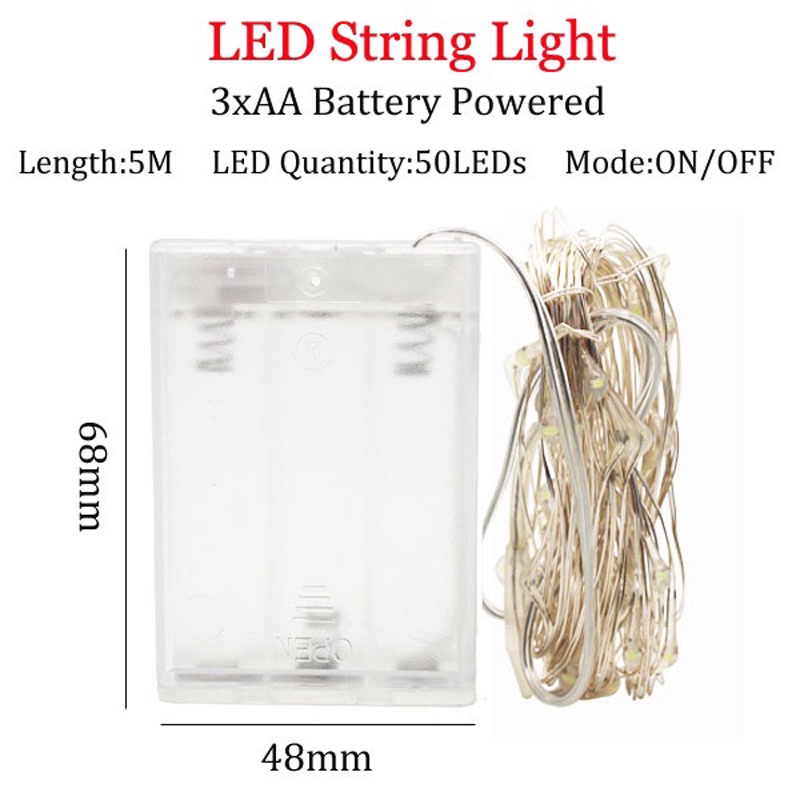 LED String light/10M 5M 3M 2M/Silver Wire Fairy lights/Home Christmas Wedding Party Decor/By Battery