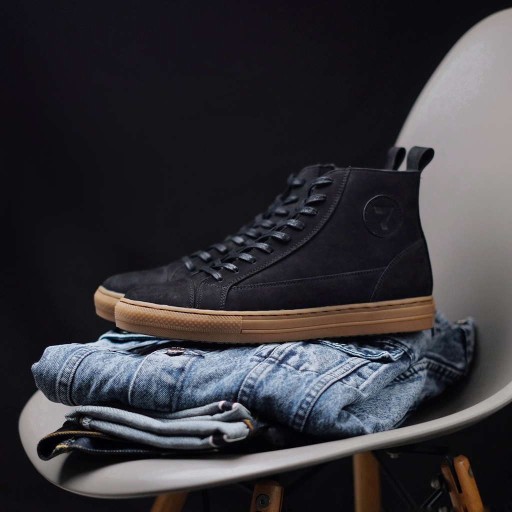 BRAVE BLACK DOFF GUM ORIGINAL x REYL MAN Sepatu Kulit Sapi Asli Pria Boots Tinggi Hitam Tali Resleting Casual Formal Klasik Vintage Jalan Kuliah Kerja Touring Riding Motor Classic Zip Boot Genuine Leather Footwear Big Size Ukuran Jumbo 44  Keren Kekinian