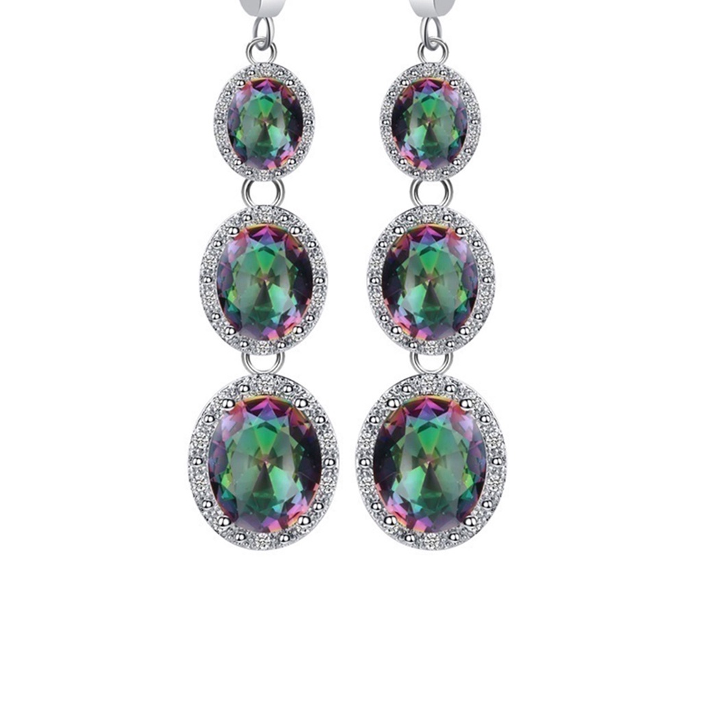 Hu Hu Hu Hu Hu Alat Bantu Pasang Kacamata♡ 3pcsset Kalung Rantai Liontin Batu Topaz Imitasi Warnawarni Elegan Untuk Wanita
