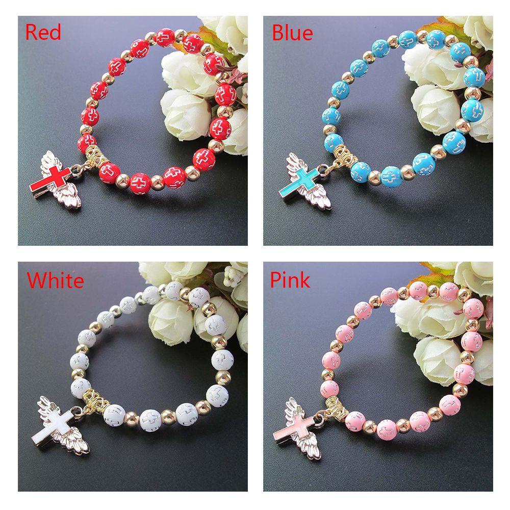 Lily Cross Bead Gelang Wanita Bronzing Akrilik Charm Bracelet