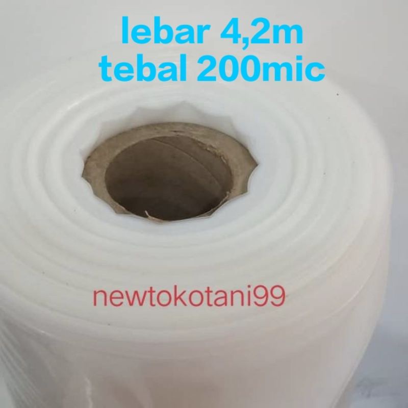 TT99 Plastik UV 14% lebar 4,2 meter tebal 200 micron atap green house hidroponik dan kolam uv 4 m
